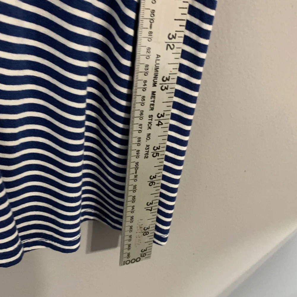 Est. 1946 blue and white midi‎ striped rayon blend sleeveless dress. Size M